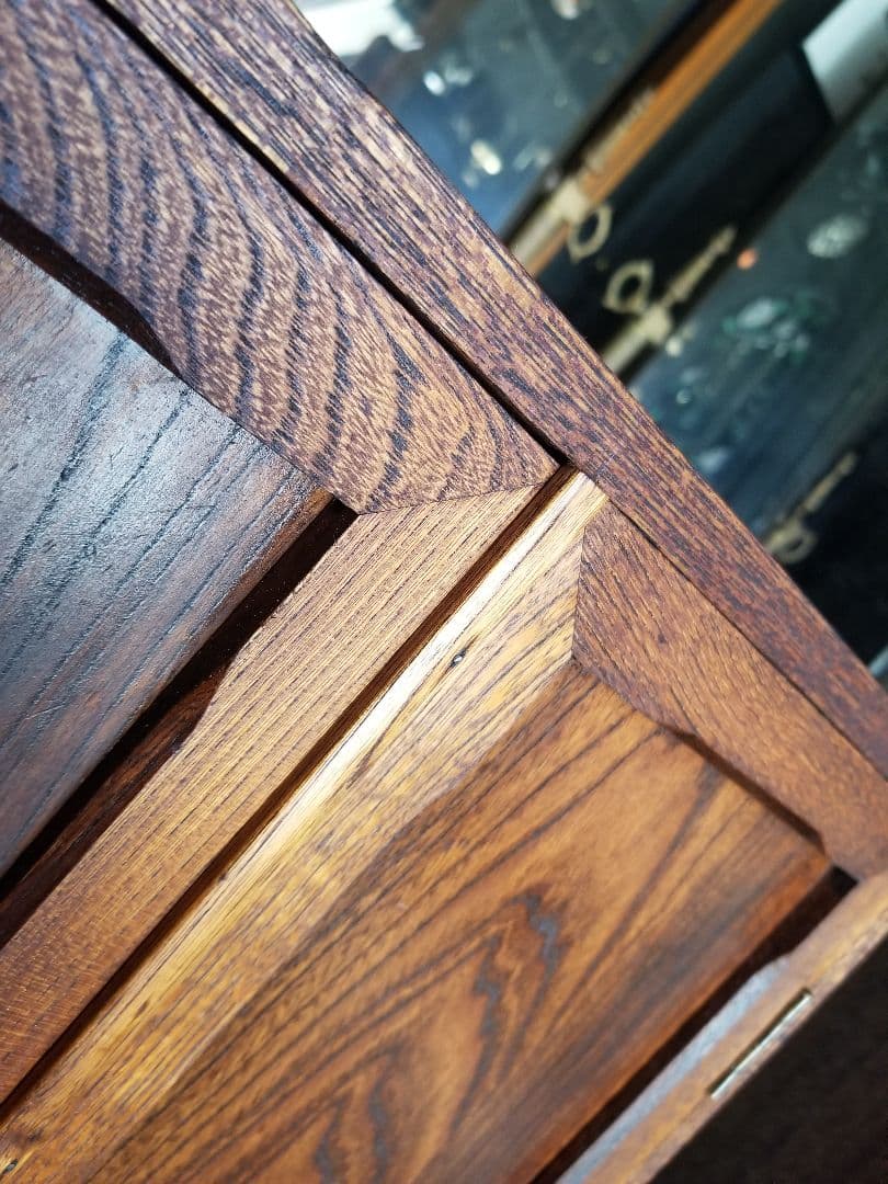 希少　大正　モダン　欅　無垢　アンティーク　レター　ラック　書類　小物入れ　鍵付