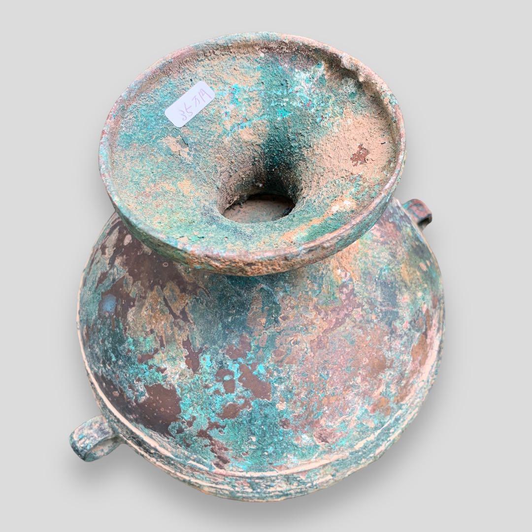 青銅器 春秋戦国時代 食器 蓋付き 青銅蟠螭紋豆 骨董品 中国 古美術