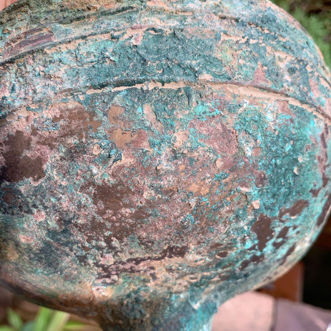 青銅器 春秋戦国時代 食器 蓋付き 青銅蟠螭紋豆 骨董品 中国 古美術