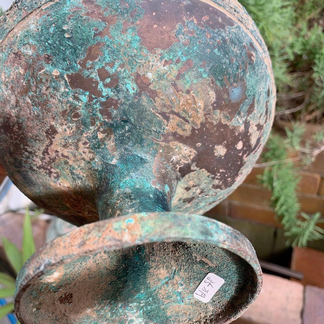 青銅器 春秋戦国時代 食器 蓋付き 青銅蟠螭紋豆 骨董品 中国 古美術