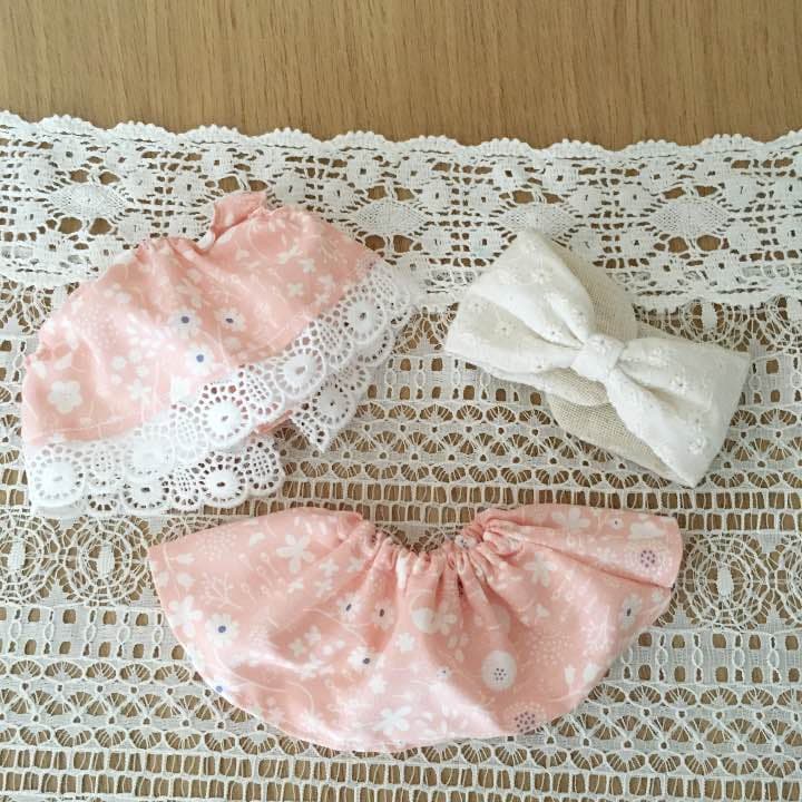 商談済み＊*メルちゃん 服 ツーピースコーデ❁ピンクのお花