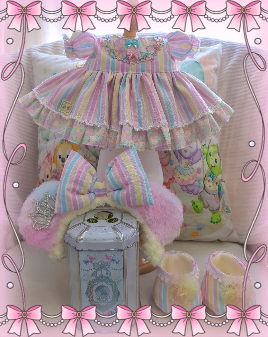 【パステルカラーの虹色ドレス】ハンドメイド