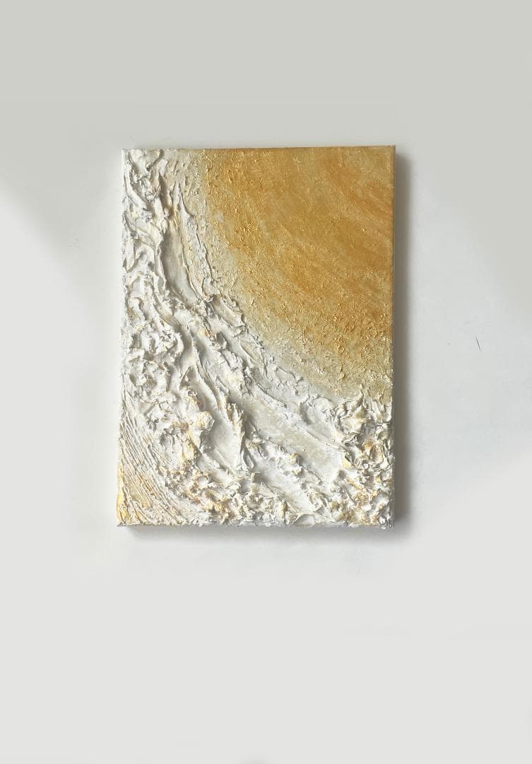 金と白 立体抽象画 ｜F4｜絵画　テクスチャーアート