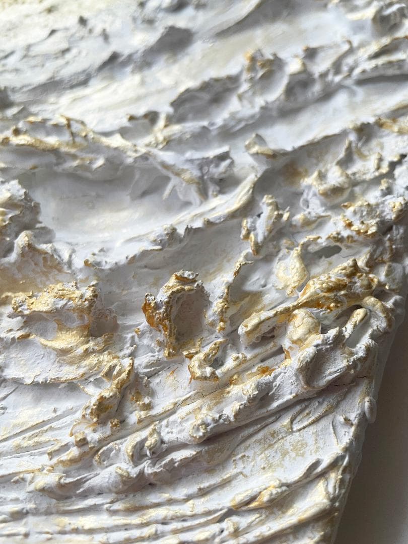金と白 立体抽象画 ｜F4｜絵画　テクスチャーアート