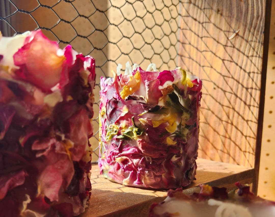 【受注販売】2つセット ローズキャンドルMサイズ ボタニカルキャンドル