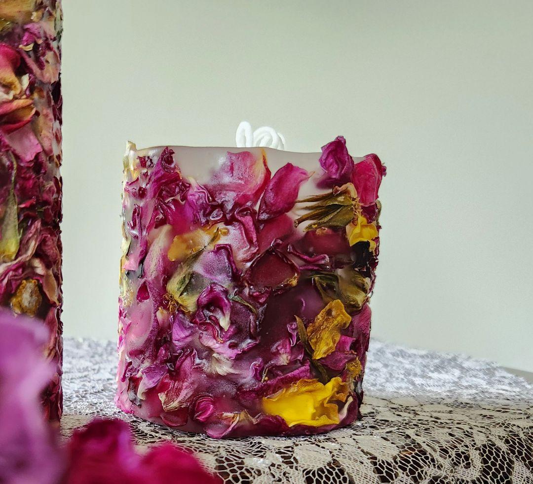 【受注販売】2つセット ローズキャンドルMサイズ ボタニカルキャンドル