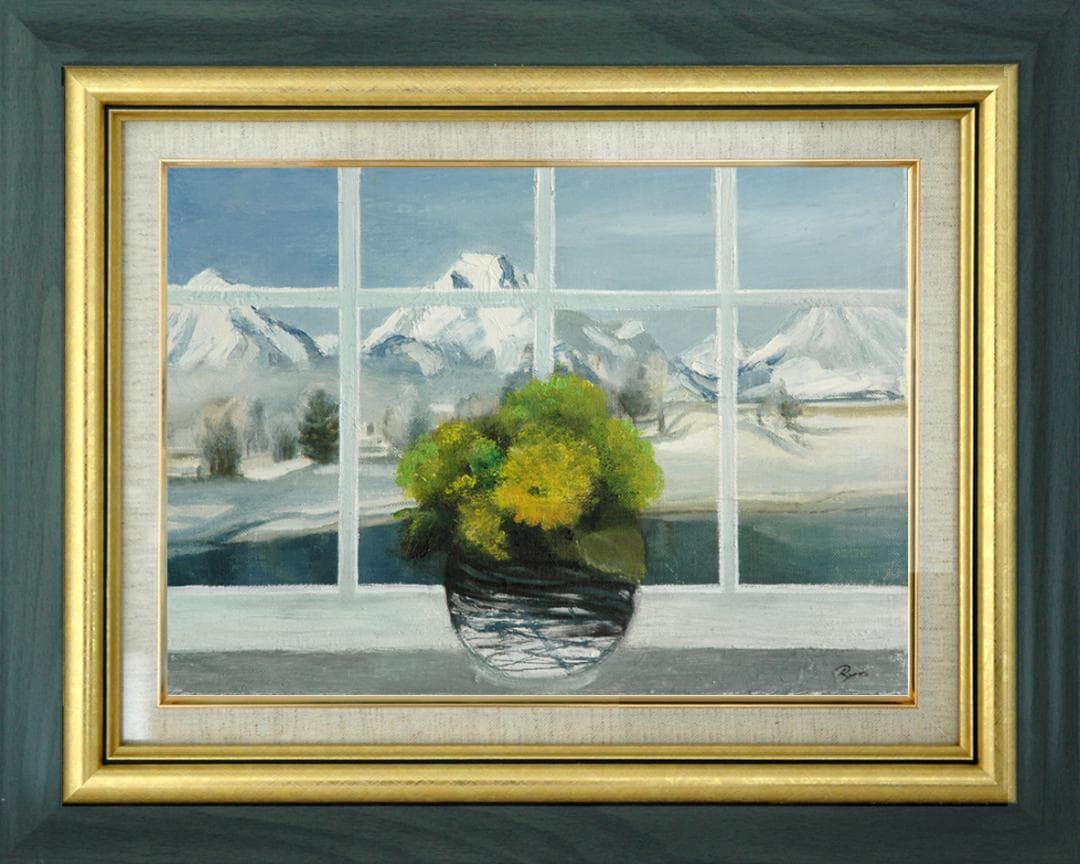 油絵 菅家令子 絵 絵画 インテリア 額付(銀) 油絵 F4-070602 花