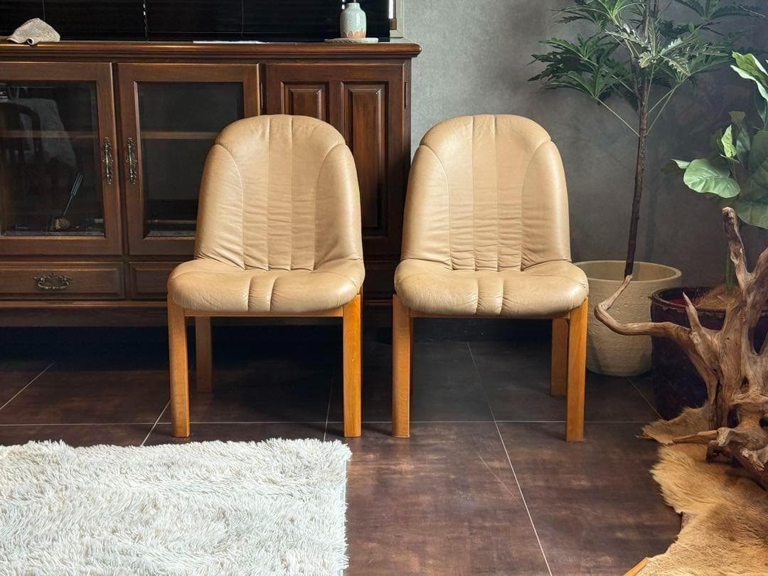 ① FUKURA フクラ　レザー　ヴィンテージ　レトロ　本革　ミッドセンチュリー