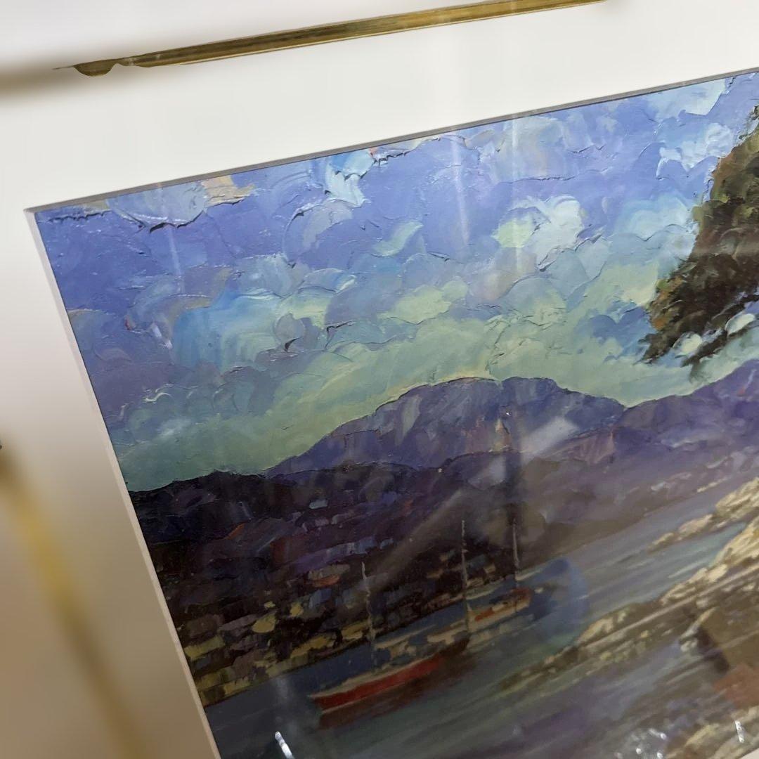 海の風景 油彩画 フレーム付き　90x110cm