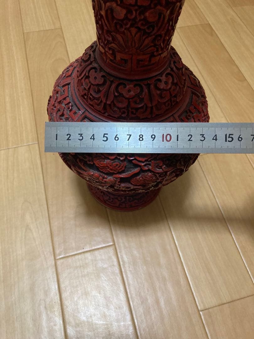 中国古美術 堆朱 细密彫刻が双龍紋壼