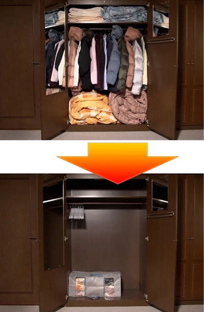 収納圧縮機　圧縮袋と収納ボックスが一体型になった超便利なアイテム