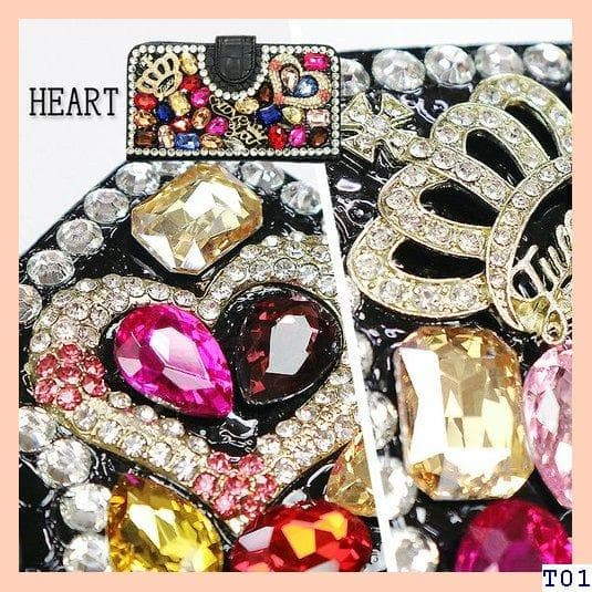 個性的☆ビジュー付艶スマホケース 多機種対応 手帳型ケー クロコ キラキラ