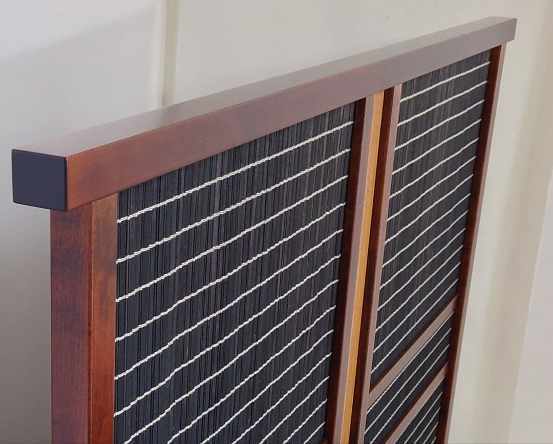 衝立間仕切り１枚式ブラック木簾使用衝立　フレームブラウン仕上げ１台限定