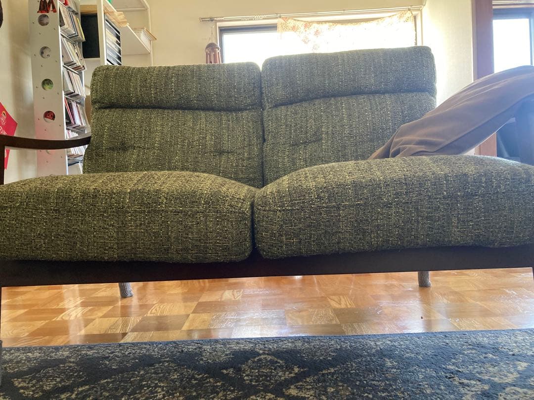 モダンデザイン グリーン 2人掛けソファ