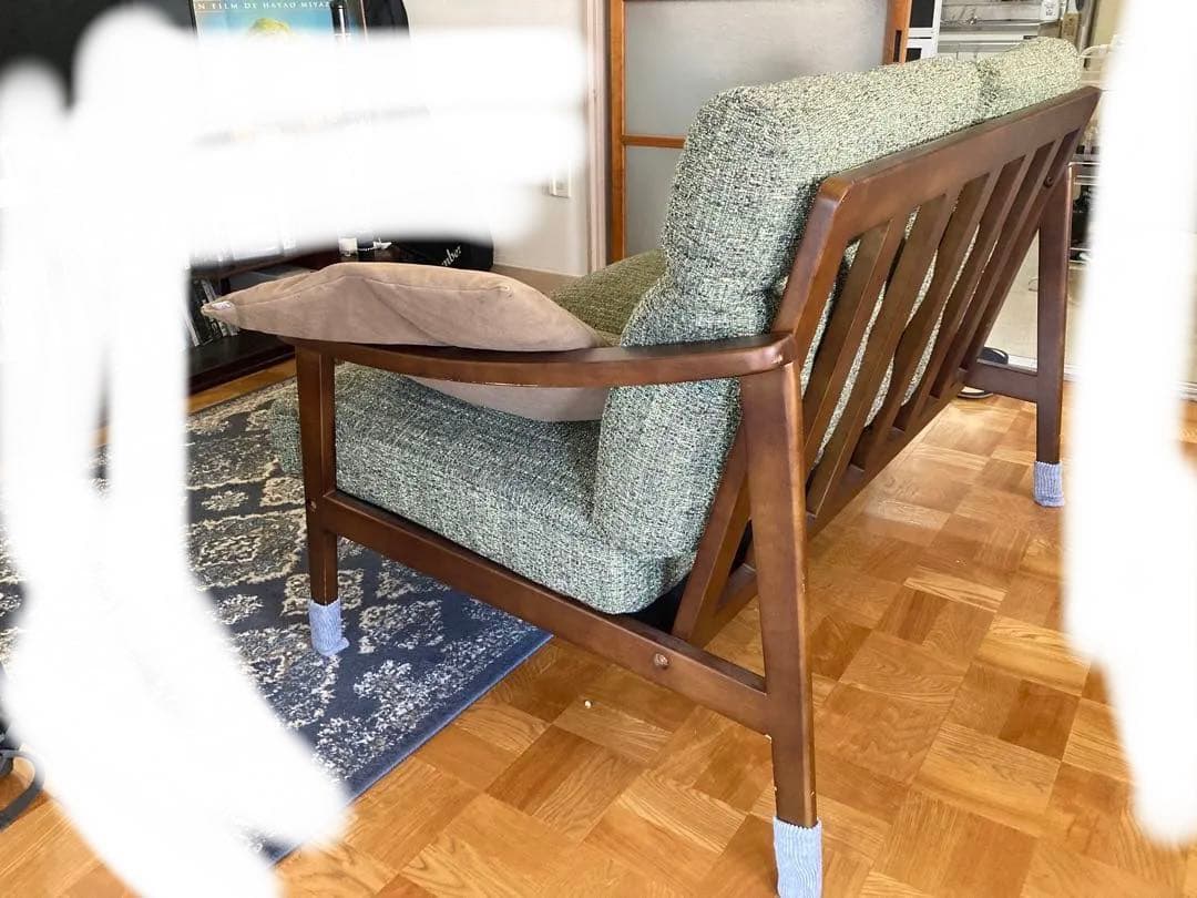 モダンデザイン グリーン 2人掛けソファ