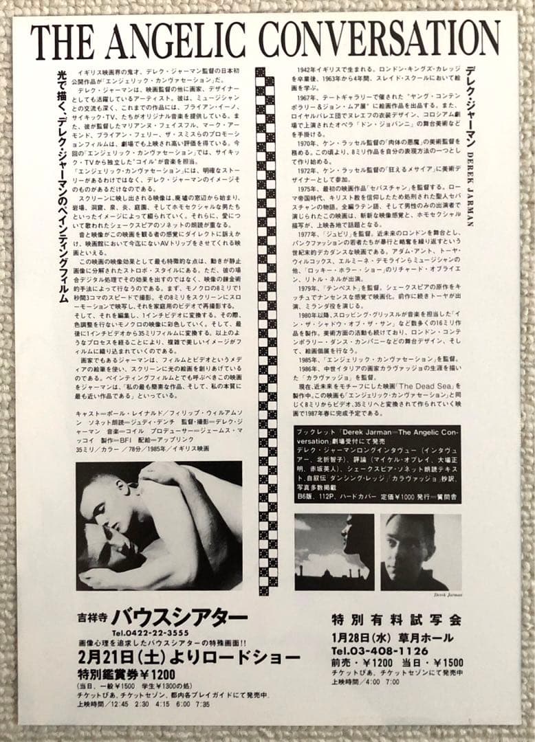 お値下げしました。デレクジャーマン監督作品　チラシセット　映画フライヤー