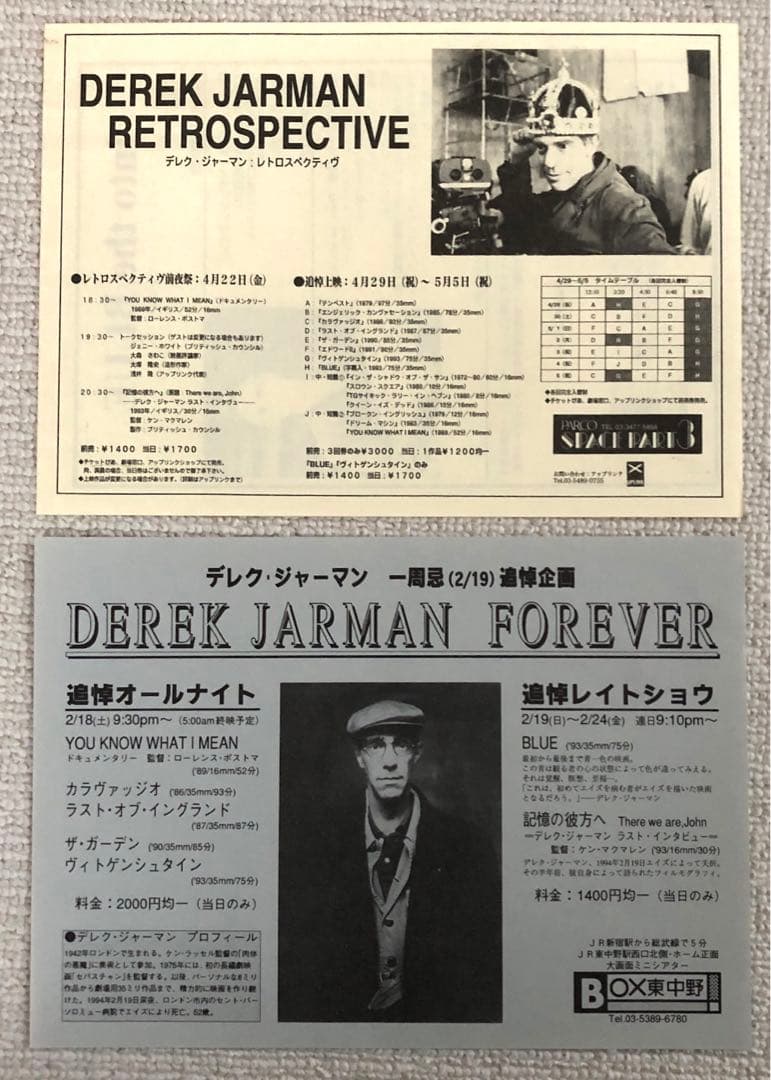 お値下げしました。デレクジャーマン監督作品　チラシセット　映画フライヤー