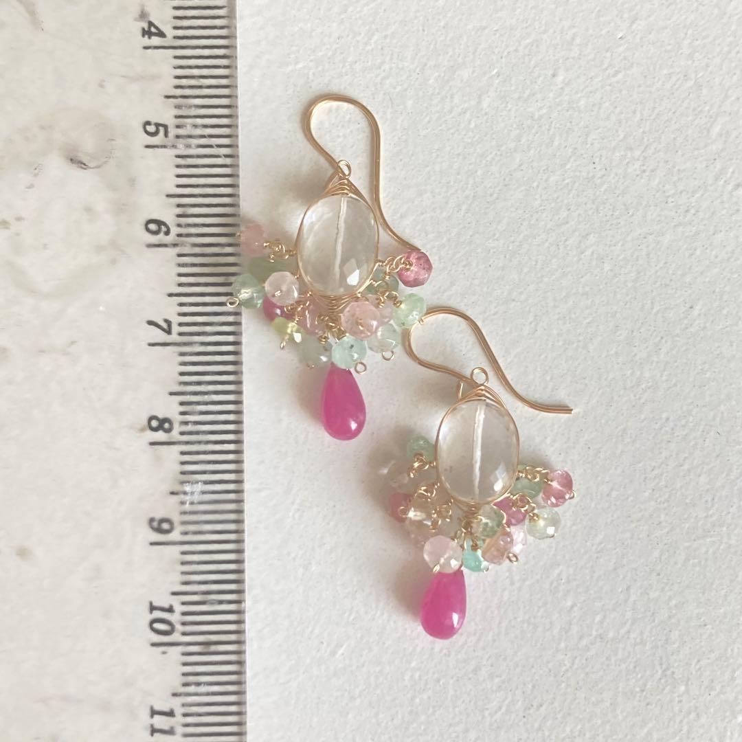 14kgf ルビーとトルマリンのピアス✨