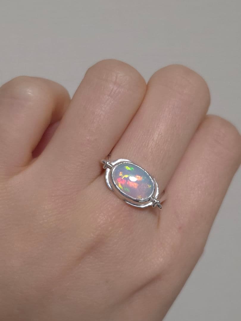 ハンドメイドリング　オパール　シルバー　14号
