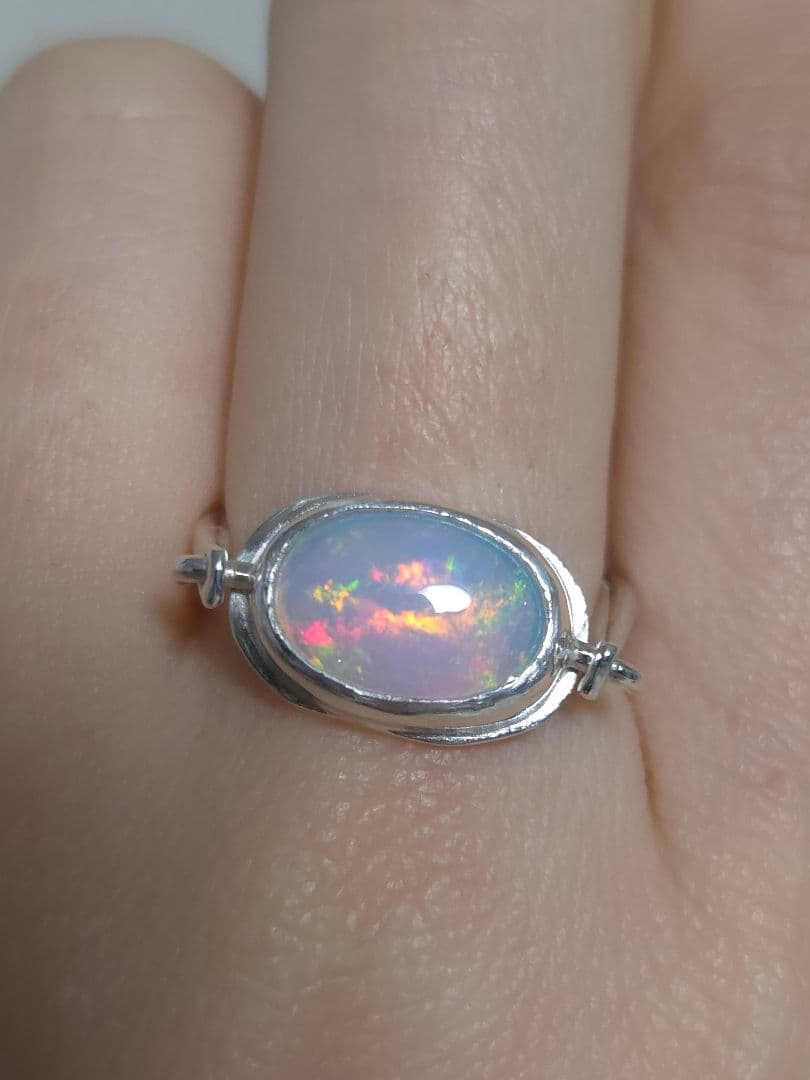 ハンドメイドリング　オパール　シルバー　14号