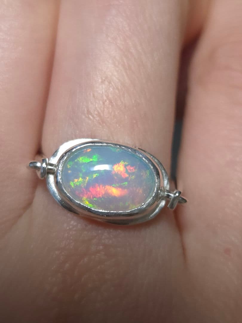 ハンドメイドリング　オパール　シルバー　14号