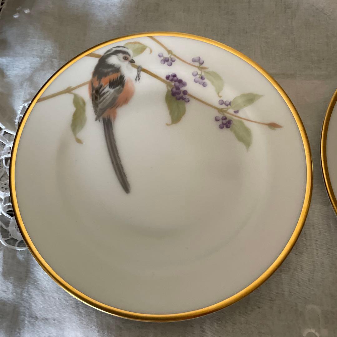 未使用　大倉陶園　野鳥シリーズ　キクイタダキ　エナガ　皿　プレート　JB