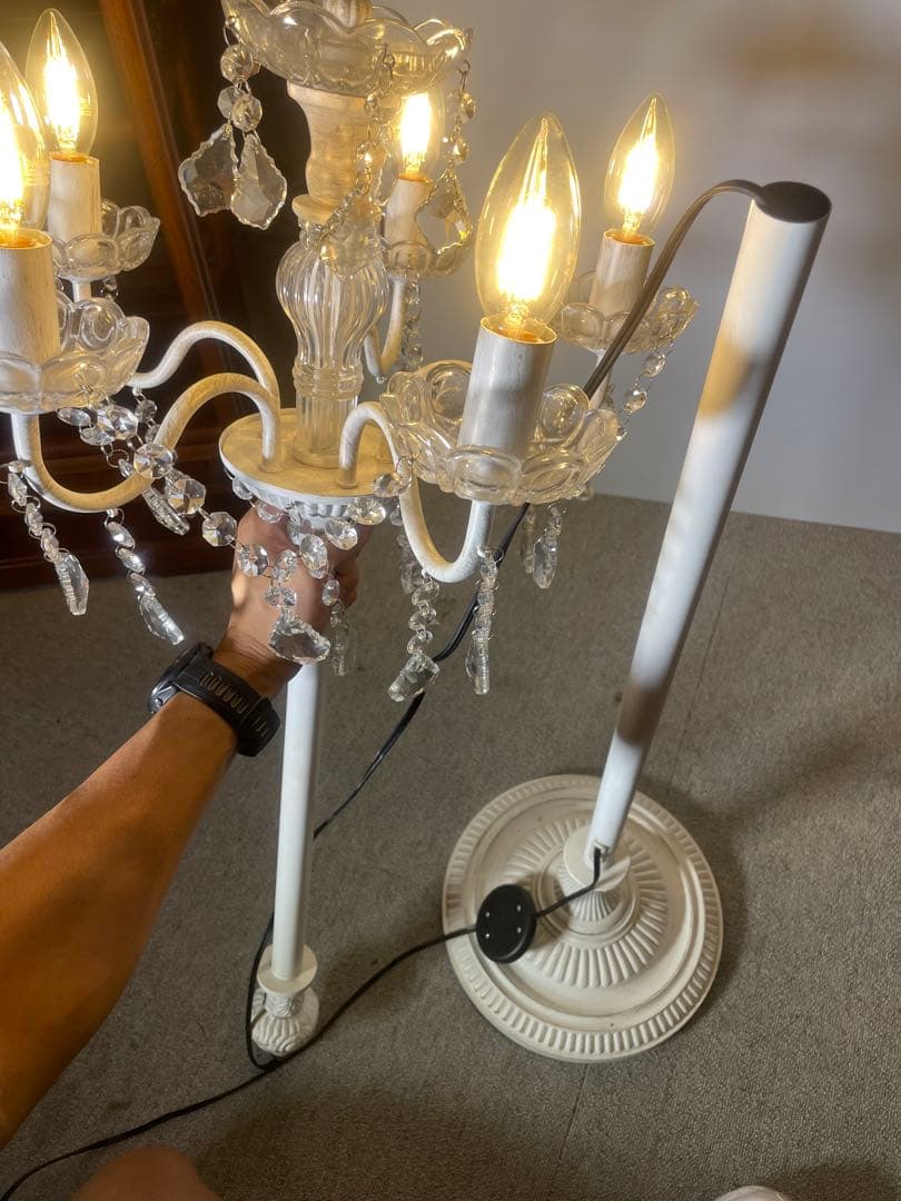 ブリュエット スタンドシャンデリア 5灯 フロアライト ホワイト 分解発送予定