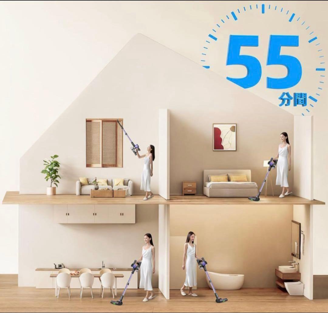掃除機 コードレス 70Kpa 超強力吸引 自立式 大掃除 リビング ハンディ