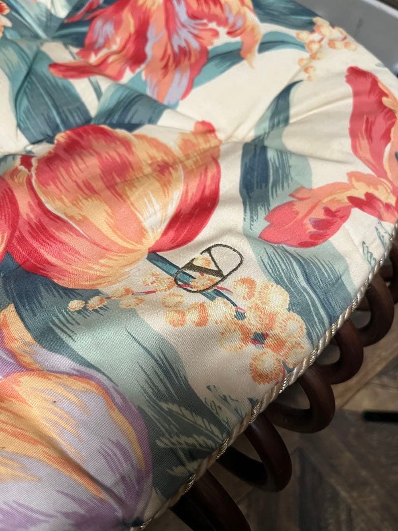 アームチェア 椅子 ① ラタン 籐 インテリア 昭和レトロ 当時物 花柄