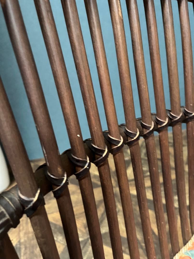 アームチェア 椅子 ① ラタン 籐 インテリア 昭和レトロ 当時物 花柄