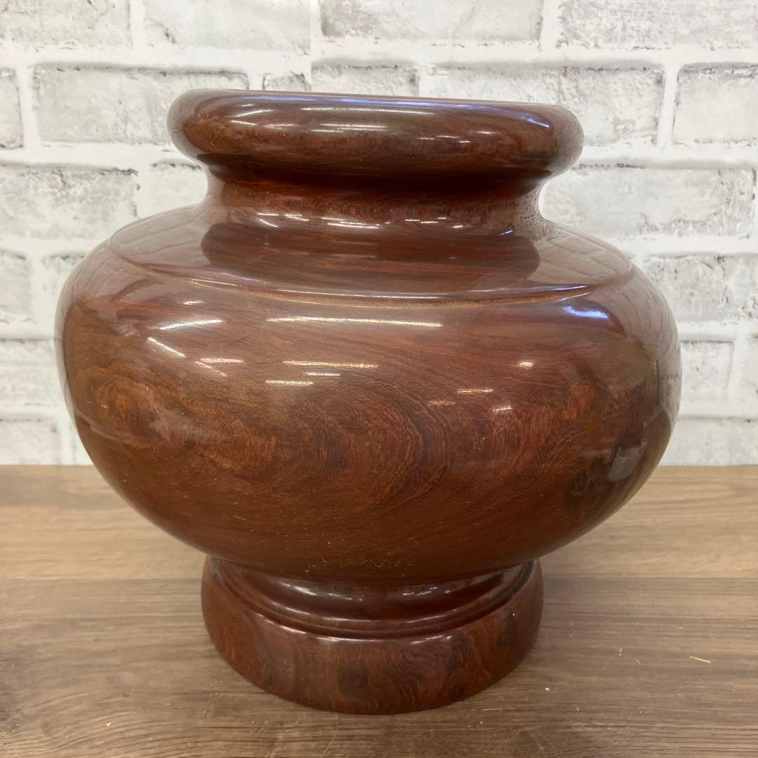 2F 花瓶 木製 木工芸 壺 置物 ウッドベース オブジェ 天然木 飾り 骨董