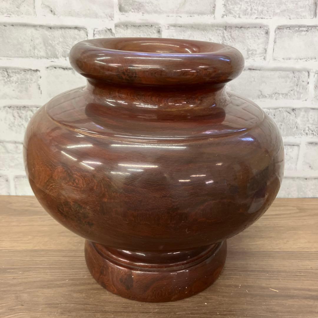 2F 花瓶 木製 木工芸 壺 置物 ウッドベース オブジェ 天然木 飾り 骨董