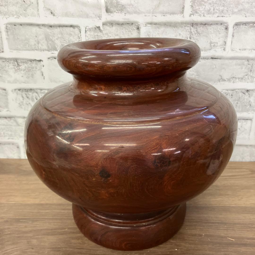 2F 花瓶 木製 木工芸 壺 置物 ウッドベース オブジェ 天然木 飾り 骨董