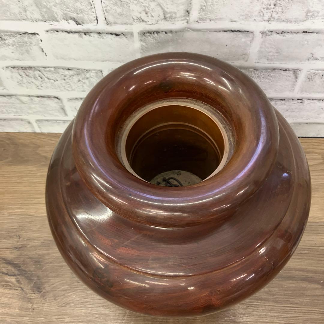 2F 花瓶 木製 木工芸 壺 置物 ウッドベース オブジェ 天然木 飾り 骨董