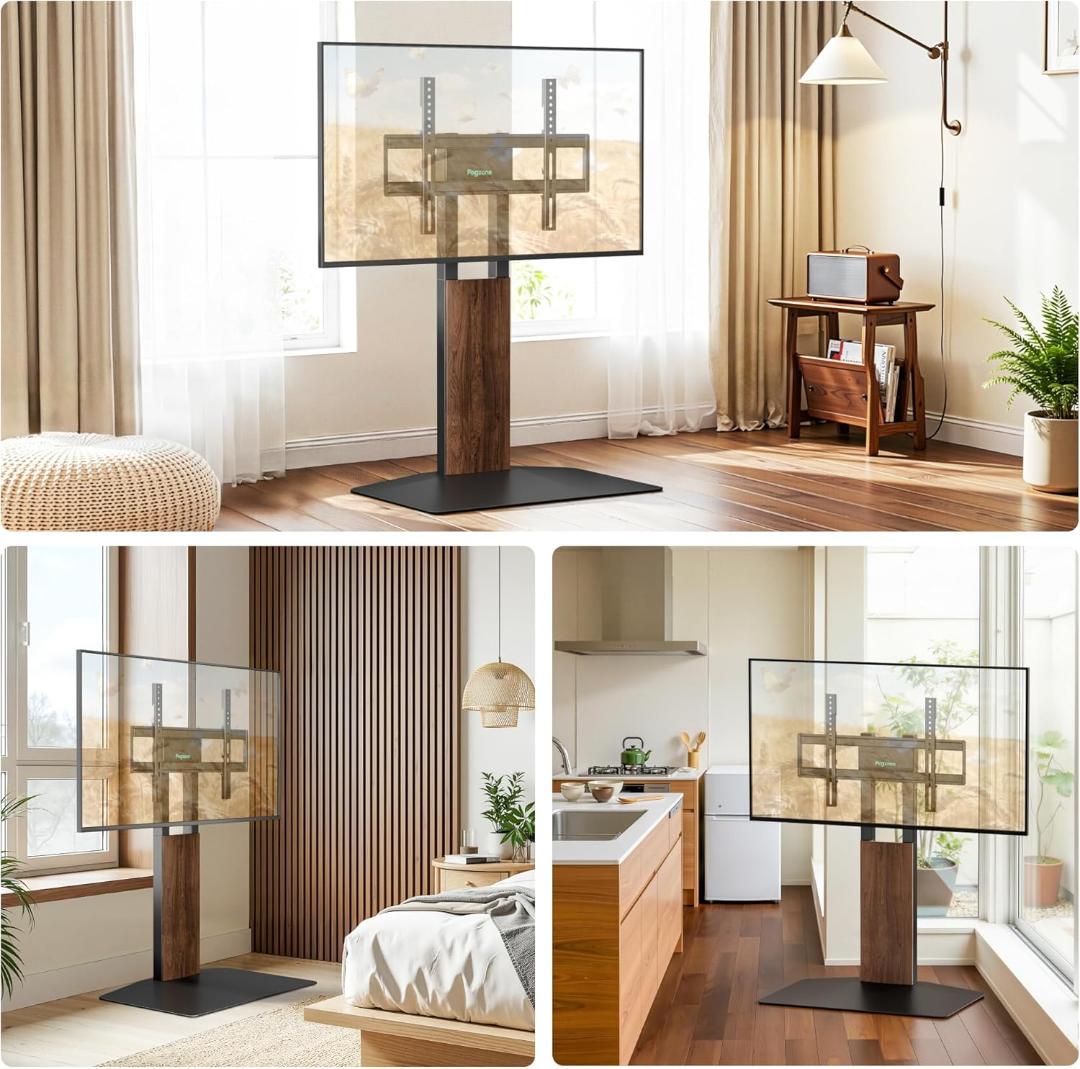 大型対応 32-85型 壁寄せテレビスタンド 首振り可動式 ウォールナット