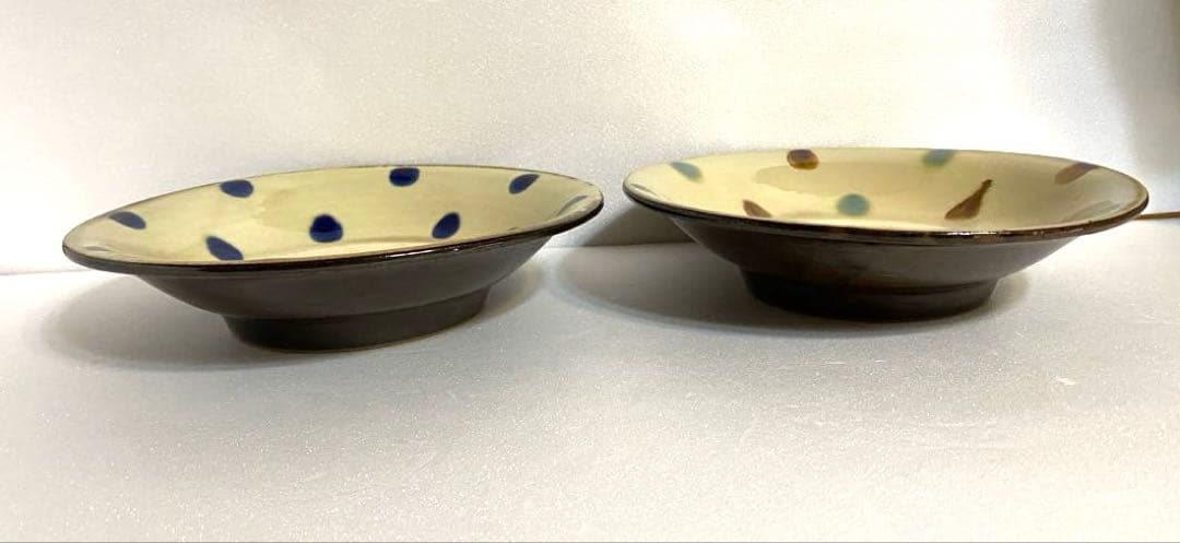 やちむん大皿8寸島袋常秀 琉球読谷山焼2点セットお値下げ不可