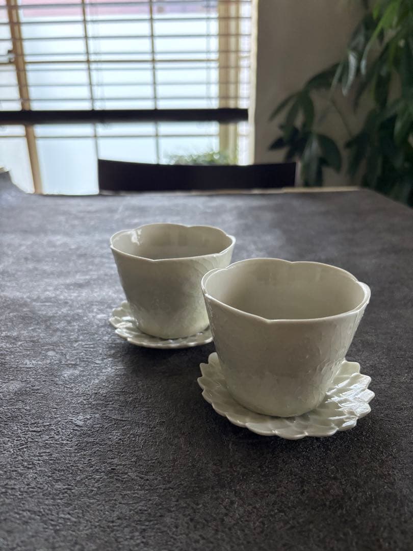 前田麻美さん ダリア 灰青釉 豆皿＆猪口セット 2セット(計4つ)