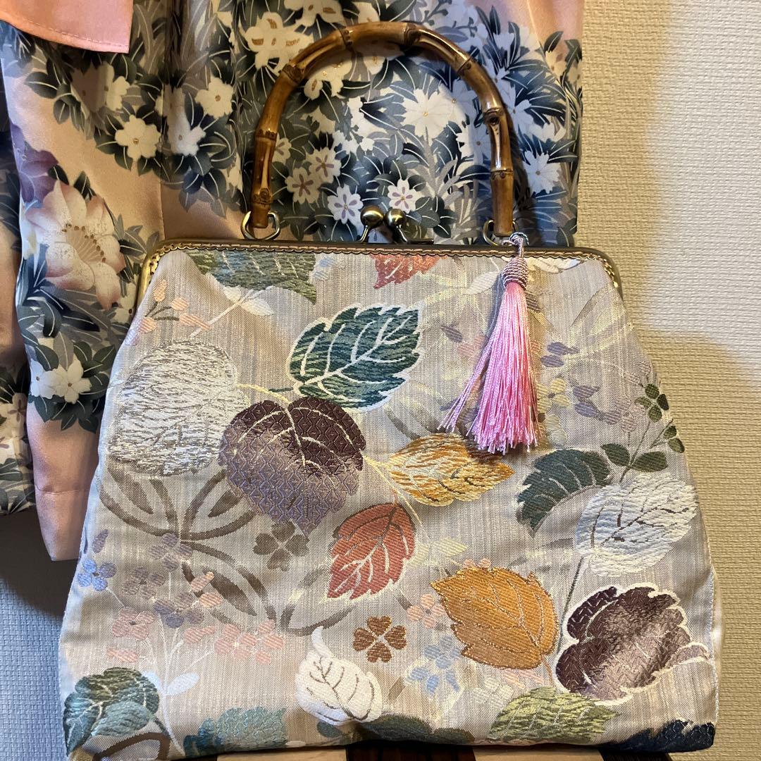 SHINO　帯リメイクバッグ 色留袖リメイク2点　(ミニバッグ)