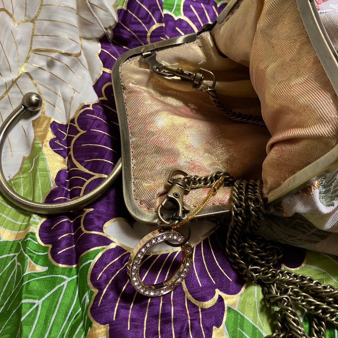 SHINO　帯リメイクバッグ 色留袖リメイク2点　(ミニバッグ)