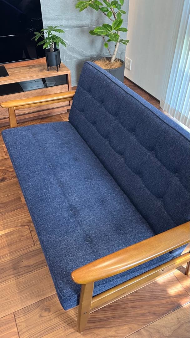 【あげ】【送料込】カリモク60 Kチェア 2シーター タープブルー