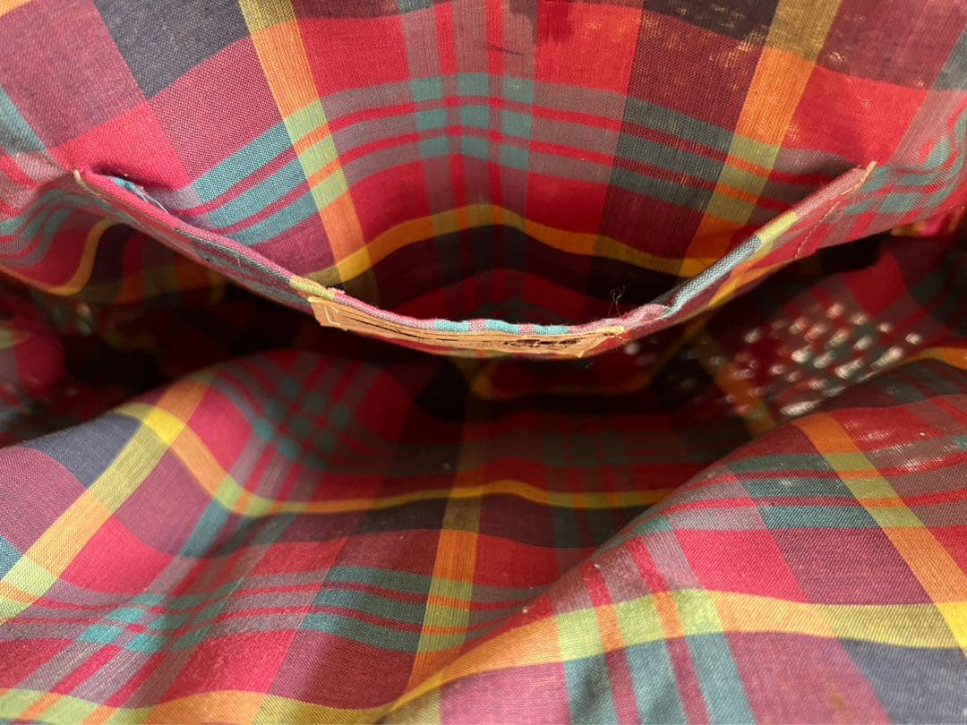 バスケット かご カゴバッグ インテリア チェック柄裏地