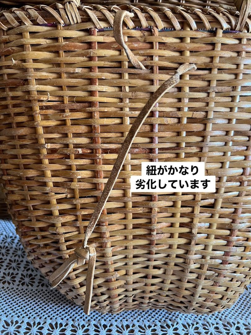バスケット かご カゴバッグ インテリア チェック柄裏地