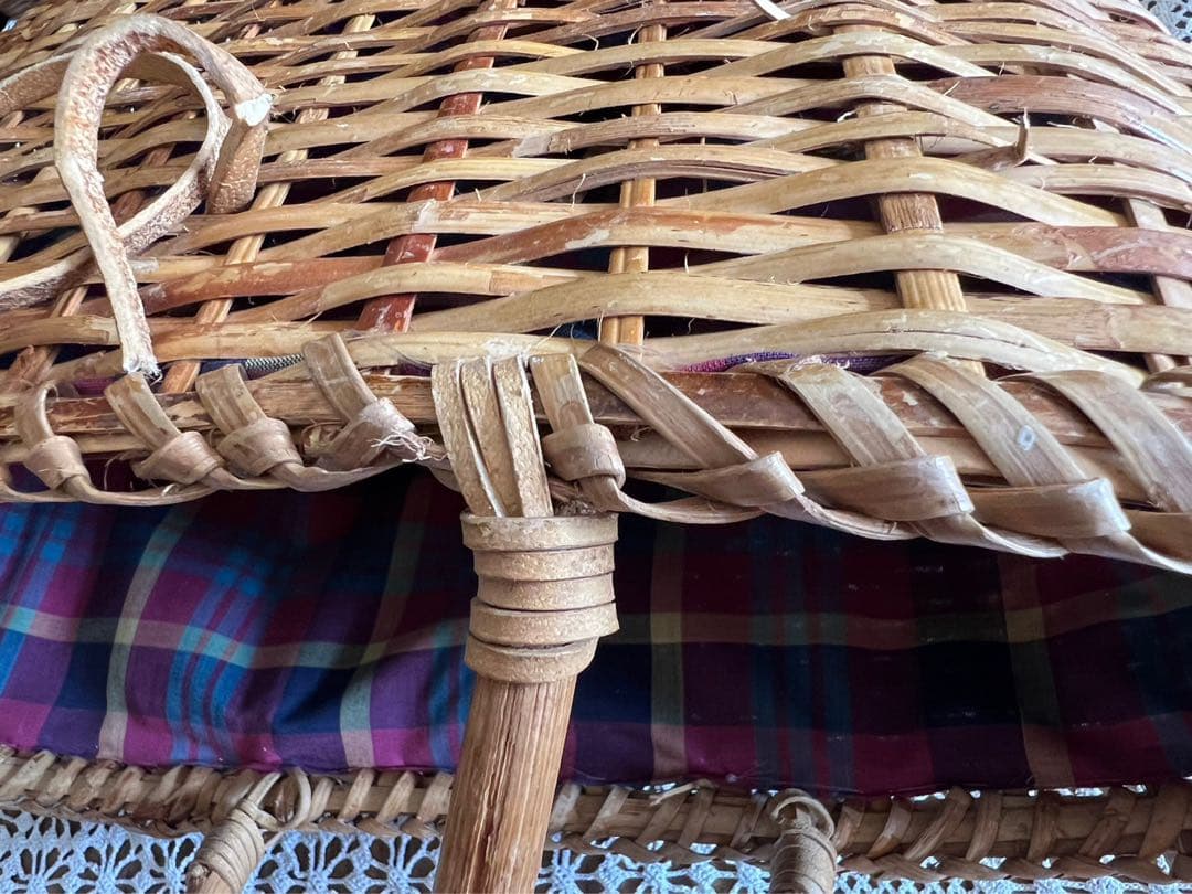 バスケット かご カゴバッグ インテリア チェック柄裏地