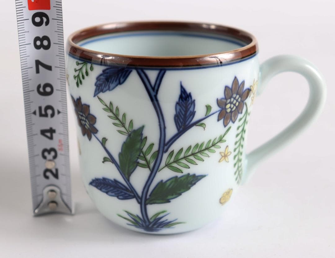 源右衛門 染錦 更沙手花蝶文 マグカップ 有田焼