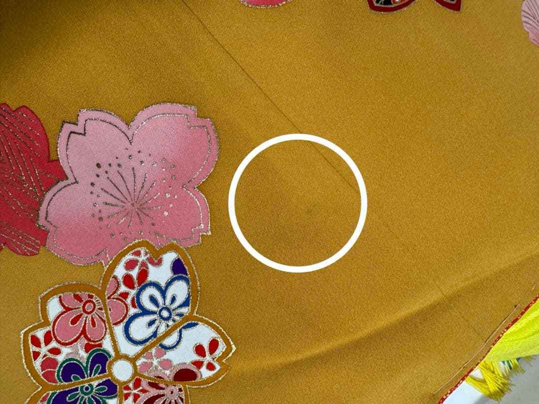 【未使用】コシノアヤコ　七五三　7歳　正絹　辛子色　女の子　着物　襦袢