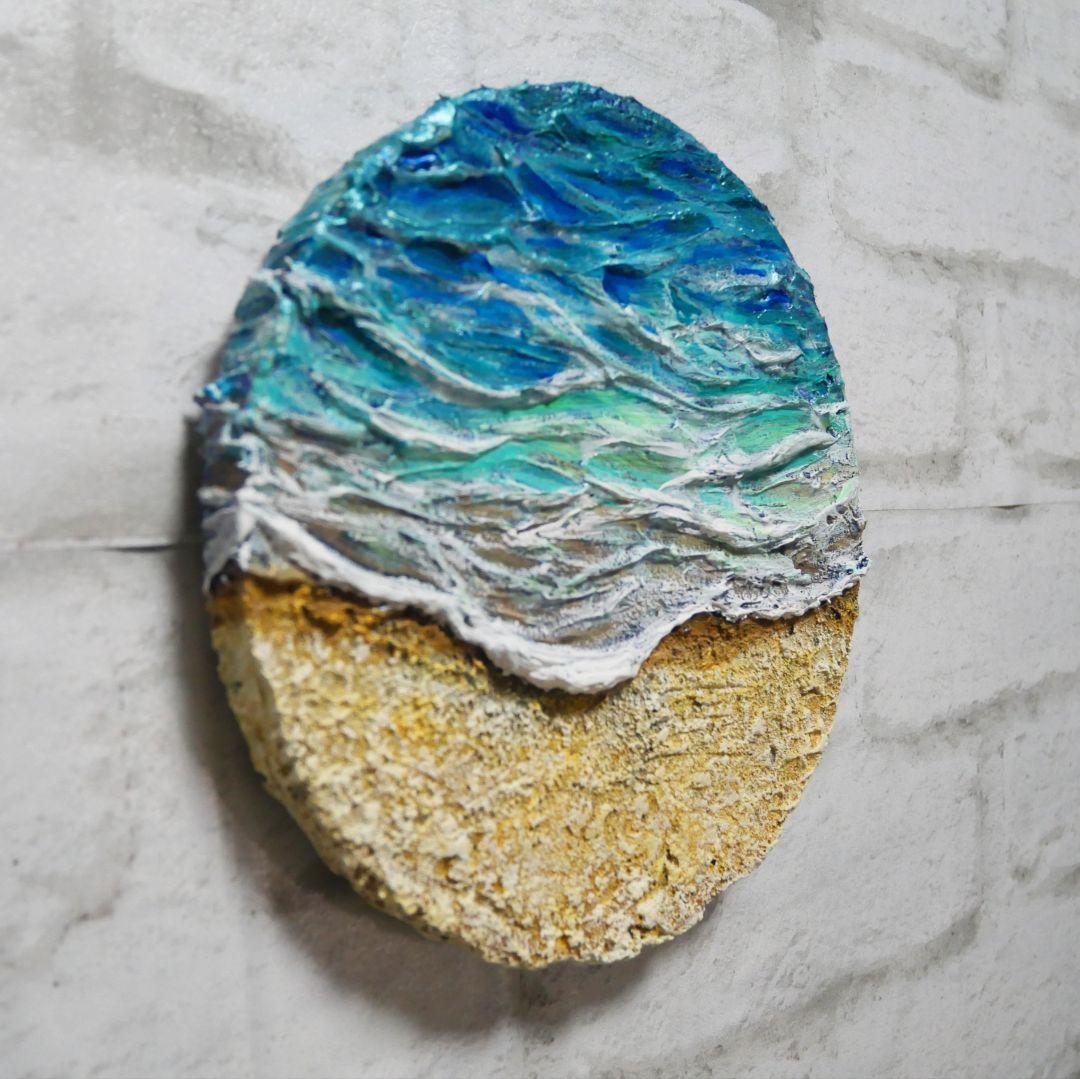 油絵 油彩 油彩画 絵 絵画 円形【丸い海】