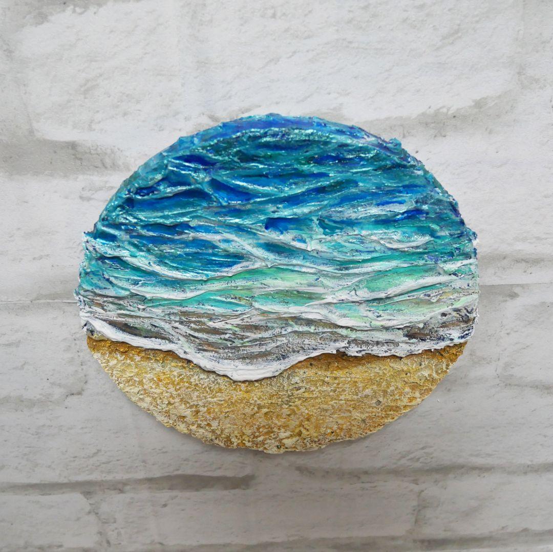 油絵 油彩 油彩画 絵 絵画 円形【丸い海】