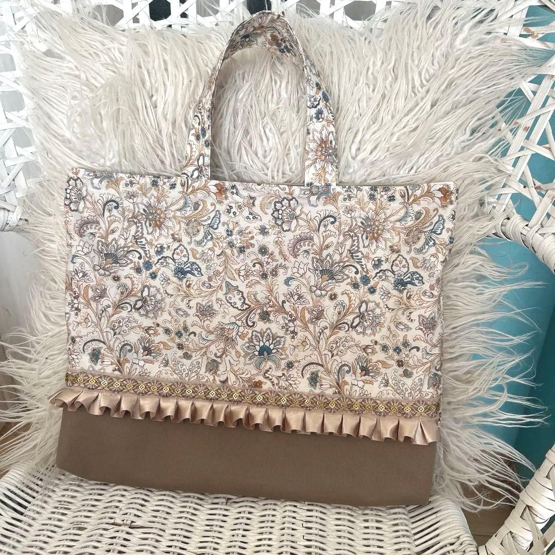 入園入学グッズ　レッスンバッグ　巾着　上履き入れ　ペイズリー　ザラホーム　フリル