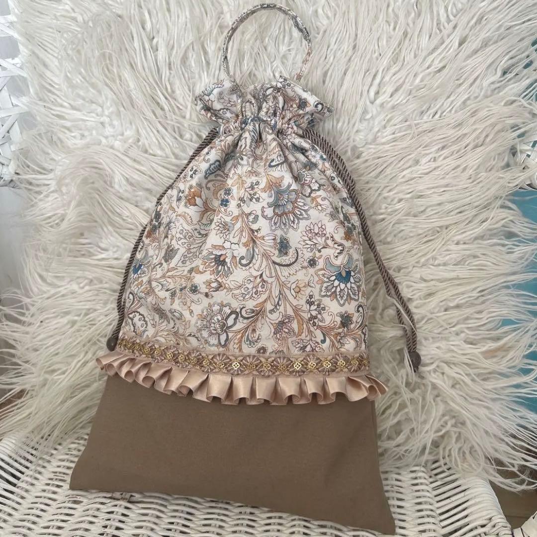 入園入学グッズ　レッスンバッグ　巾着　上履き入れ　ペイズリー　ザラホーム　フリル