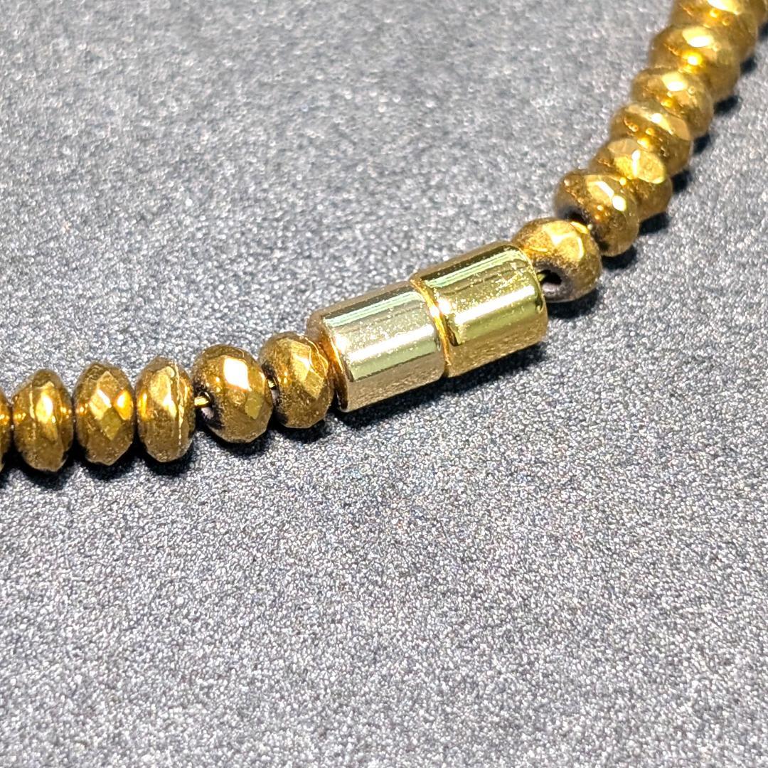 ヘマタイト 磁気 ネックレス ゴールドカラー 着脱簡単 マグネットクラスプ